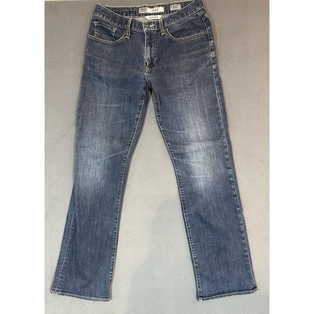 BKE Jeans Jake Boot Bootleg Mens Dark Blue Stretch Denim Size 32L